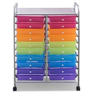 Giantex 20 Drawer Rolling Storage Cart Tools Scrapbook Paper Office School Organizer, Multicolor