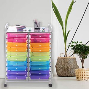 Giantex 20 Drawer Rolling Storage Cart Tools Scrapbook Paper Office School Organizer, Multicolor