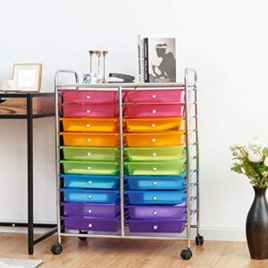 Giantex 20 Drawer Rolling Storage Cart Tools Scrapbook Paper Office School Organizer, Multicolor