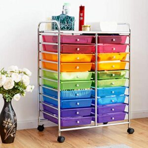 Giantex 20 Drawer Rolling Storage Cart Tools Scrapbook Paper Office School Organizer, Multicolor