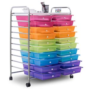 Giantex 20 Drawer Rolling Storage Cart Tools Scrapbook Paper Office School Organizer, Multicolor