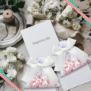 50 Pcs Organza Bags with Bows Bulk 3.54 x 4.72 Inches Jewelry Bags Wedding Favors White Gift Bags with Drawstring Small Sachet Bags for Party Birthday Candy Soap Business Guests Wrapping Packaging