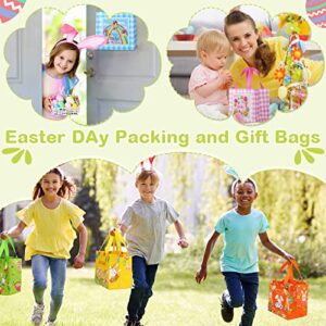 48 Pcs Easter Gift Bags Easter Reusable Treat Bags Easter Non Woven Bags Easter Tote Bags with Handle Easter Goodie Bags for Kids Waterproof Tote Bags Rabbit Bunny Bag for Easter Party Favors