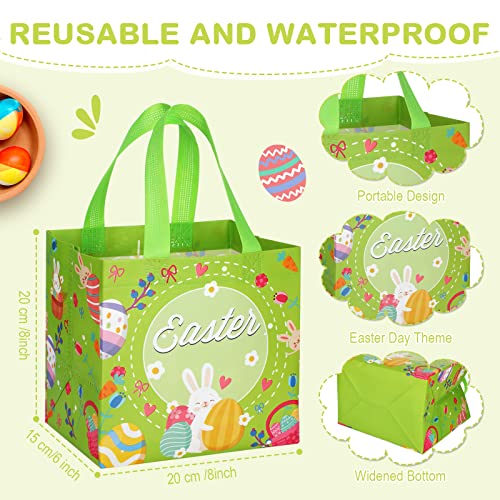 48 Pcs Easter Gift Bags Easter Reusable Treat Bags Easter Non Woven Bags Easter Tote Bags with Handle Easter Goodie Bags for Kids Waterproof Tote Bags Rabbit Bunny Bag for Easter Party Favors