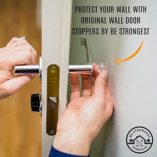 Door Bumper - Small Door Stoppers Wall Protector Clear 12 in Pack - Shower Door Stopper Rubber Bumper - Stick on Hard Rubber Bumpers - Door Bumpers for Walls for Heavy Use (12)