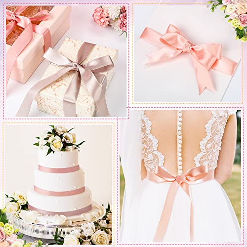 6 Rolls Wedding Satin Ribbon Set Satin Polyester Ribbon for Wedding DIY Crafts Gifts Wrapping Hair Bows Bridal Shower Valentine's Day Baby Shower Decor (Blush Pink Color, 1 Inch x 25 Yard)