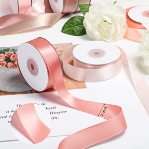 6 Rolls Wedding Satin Ribbon Set Satin Polyester Ribbon for Wedding DIY Crafts Gifts Wrapping Hair Bows Bridal Shower Valentine's Day Baby Shower Decor (Blush Pink Color, 1 Inch x 25 Yard)