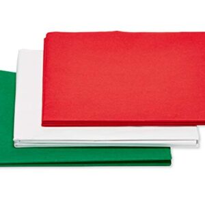 American Greetings Bulk Tissue Paper Pack (Red, Green, and White) for Birthdays, Weddings, Bridal Showers, Baby Showers and All Occasions (125-Sheets)