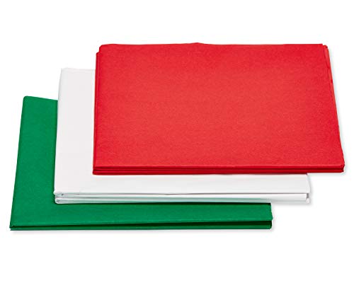 American Greetings Bulk Tissue Paper Pack (Red, Green, and White) for Birthdays, Weddings, Bridal Showers, Baby Showers and All Occasions (125-Sheets)