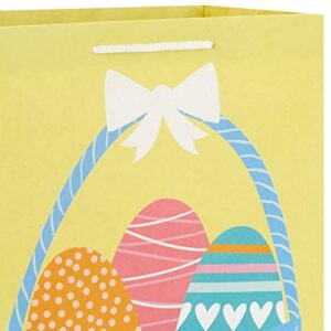 Hallmark 11" Large Easter Gift Bags (3-Pack: Easter Basket, Bunny, "Happy Easter" Stripes) in Yellow, Blue, Green