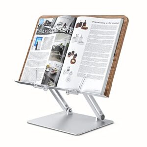 supedesk book stand for reading,book holder,display stand,for 5-8.5″book,wood,laptop stand for 12-17″laptop/6-13″tablet&ereader,tiltable,height adjustable,foldable,study,cook,max load 4.4lbs
