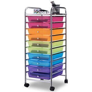 giantex 10 drawer rolling storage cart scrapbook paper office school organizer (multicolor)