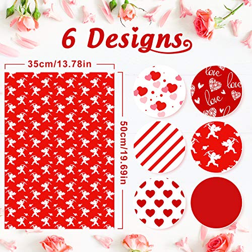 Whaline Valentine's Day Tissue Paper 90 Sheet Assorted Love Heart Pattern Gift Wrapping Paper 6 Design Red Decorative Art Paper for DIY Crafts Birthday Wedding Baby Shower Gifts Packing Decoration