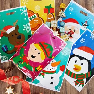 JOYIN 72 PCS Christmas Bags for Xmas Holiday Goody Gift, Christmas Snacks Bags Xmas Plastic Bags with Handles Christmas Gift Wrap Bags for Xmas Party Favor, Party Decoration Supplies