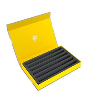 feldherr magnetic box yellow for model railway locomotives, wagons and vehicles – 6 slots for z gauge – vertical