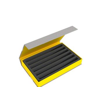 Feldherr Magnetic Box Yellow for Model Railway locomotives, Wagons and Vehicles - 6 Slots for Z Gauge - Vertical