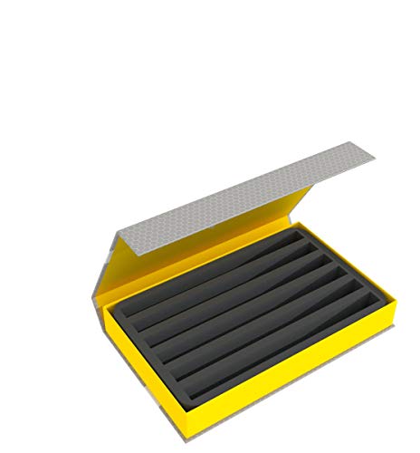 Feldherr Magnetic Box Yellow for Model Railway locomotives, Wagons and Vehicles - 6 Slots for Z Gauge - Vertical