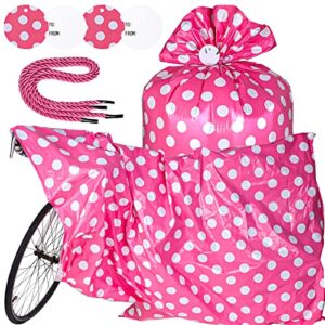 sabary 2 pcs 70 x 40 inch large gift bags jumbo huge giant gift bags plastic thicken oversized bags for treat, goodies, party, gift wrapping supplies (pink white dots)