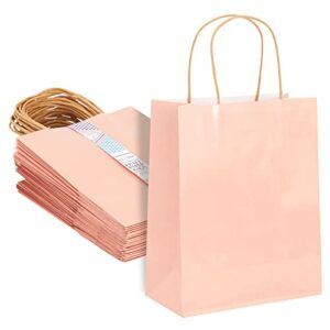 juvale pink gift bags with handles for weddings, goodies, birthdays, baby showers (8×10 in, 24 pack)