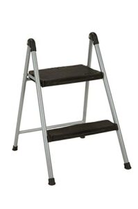 cosco two step steel, resin steps, step stool without handle, platinum/black