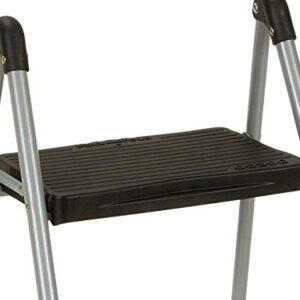 Cosco Two Step Steel, Resin Steps, Step Stool without Handle, Platinum/Black