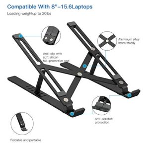 TULLRAS Laptop Stand, Adjustable Portable Laptop Holder, Aluminum 9-Angles Adjustable Ventilated Cooling Notebook Stand Mount Compatible with MacBook Air Pro, Lenovo, Dell, More 10-15.6” Laptops