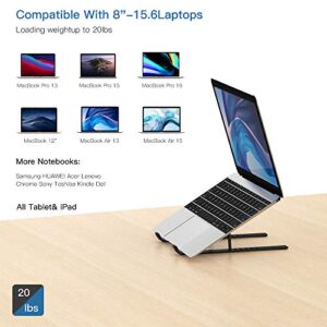 TULLRAS Laptop Stand, Adjustable Portable Laptop Holder, Aluminum 9-Angles Adjustable Ventilated Cooling Notebook Stand Mount Compatible with MacBook Air Pro, Lenovo, Dell, More 10-15.6” Laptops