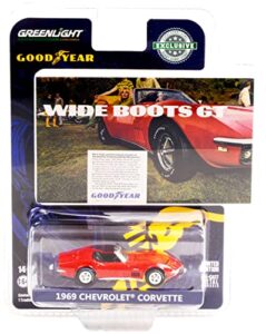 1969 chevy corvette convertible red wide boots gt goodyear vintage ad cars 1/64 diecast model car by greenlight 30248