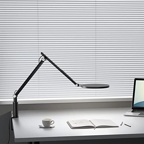 UPERGO LED Desk Lamp,Clip-on Desk Light for home office,Swing Arm Table Lamp with Clamp,Study,Computer,Task Lamp,Workbench Drafting,Video Conferencing lighting,Adjustable Brightness, Color Temperature