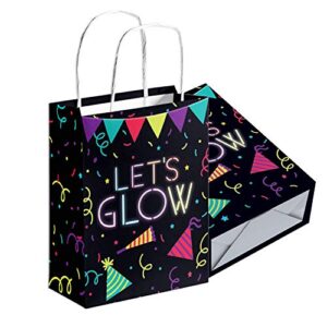 16 pcs glow in the dark gift bags, glow in the dark party favor bags with handle, treat bags for birthday family union christmas thanks giving party supplies