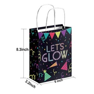 16 Pcs Glow in the Dark Gift Bags, Glow in The Dark Party Favor Bags with Handle, Treat Bags for Birthday Family Union Christmas Thanks Giving Party Supplies