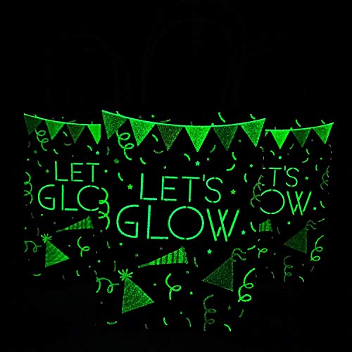 16 Pcs Glow in the Dark Gift Bags, Glow in The Dark Party Favor Bags with Handle, Treat Bags for Birthday Family Union Christmas Thanks Giving Party Supplies