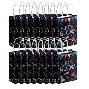 16 Pcs Glow in the Dark Gift Bags, Glow in The Dark Party Favor Bags with Handle, Treat Bags for Birthday Family Union Christmas Thanks Giving Party Supplies