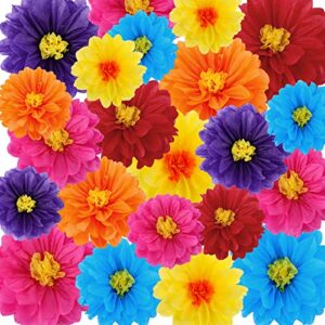 colorful fiesta paper flowers tissue paper flowers mexican carnival paper flowers for floral party backdrop wedding birthday party craft wall decor, 6″ 8″ 10″ (36)