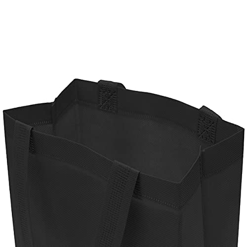 Reusable Gift Bags - 12 Pack Small Totes with Handles, Black Eco Friendly Fabric Cloth for Shopping, Merchandise, Events, Parties, Take-Out, Boutiques, Retail Stores, Small Business Bulk - 8x4x10