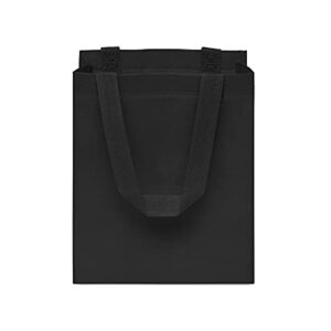 Reusable Gift Bags - 12 Pack Small Totes with Handles, Black Eco Friendly Fabric Cloth for Shopping, Merchandise, Events, Parties, Take-Out, Boutiques, Retail Stores, Small Business Bulk - 8x4x10