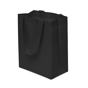 Reusable Gift Bags - 12 Pack Small Totes with Handles, Black Eco Friendly Fabric Cloth for Shopping, Merchandise, Events, Parties, Take-Out, Boutiques, Retail Stores, Small Business Bulk - 8x4x10