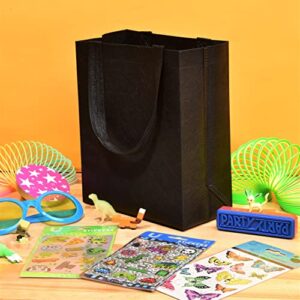 Reusable Gift Bags - 12 Pack Small Totes with Handles, Black Eco Friendly Fabric Cloth for Shopping, Merchandise, Events, Parties, Take-Out, Boutiques, Retail Stores, Small Business Bulk - 8x4x10