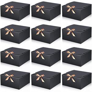 12 pcs gift boxes with lids 8 x 8 x 4 inch bridesmaid proposal box black gift boxes for presents for wedding gift birthday christmas packaging chocolate cupcake crafting (black)