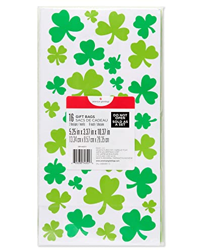 American Greetings St. Patrick's Day Gift Bag, Green Shamrocks(16-Count)