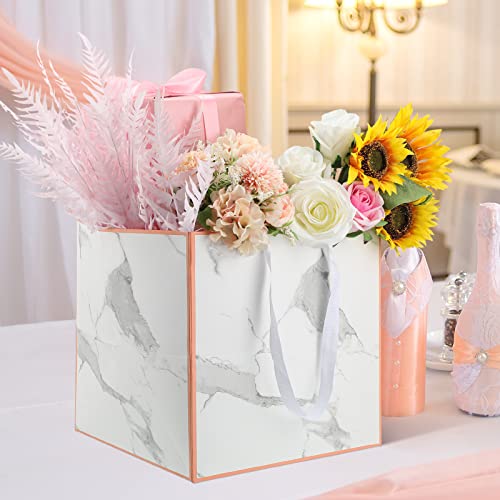 2 Pieces Large Gift Bag Marble Paper Extra Large Gift Bags for Presents Square Giant XL Huge Wedding Gift Bag with Handle for Birthday Wedding Anniversary Party Supplies, 11.8 x 11.8 x 11.8 Inch