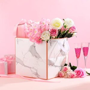 2 Pieces Large Gift Bag Marble Paper Extra Large Gift Bags for Presents Square Giant XL Huge Wedding Gift Bag with Handle for Birthday Wedding Anniversary Party Supplies, 11.8 x 11.8 x 11.8 Inch