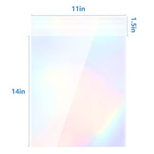 Harhana Holographic Resealable Bags For Small Business, 11x14 Holographic Cellophane Bags Self Adhesive For Convenient Packaging - 11x14 100 pcs