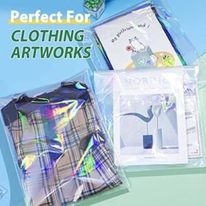 Harhana Holographic Resealable Bags For Small Business, 11x14 Holographic Cellophane Bags Self Adhesive For Convenient Packaging - 11x14 100 pcs