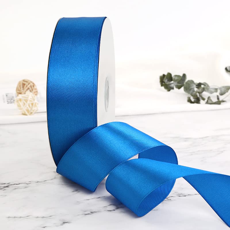 Sapphire Blue Fabric Ribbon,Silk Satin Roll,Satin Ribbon Rolls in 0.75" Wide, 22 Yard/roll with 12pcs Colored Butterfly,Satin Ribbon Fabric Ribbon Embellish Ribbon for Bows Crafts Gifts Party Wedding