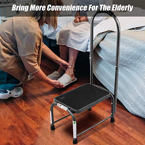 Giantex Step Stool with Handle, Medical Step Stool w/ Handle and Non Skid Rubber Platform, 330 Lbs Load Capacity Heavy Duty Safety Step for Old People, Elderly Adults