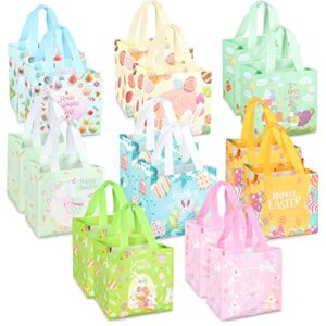 16pcs happy easter egg hunt bags easter bunny carrot chick egg gift bags with handles, easter treat bags, multifunctional non-woven easter bags for gifts wrapping, egg hunt, easter party supplies , 8.3×7.9×5.9inch