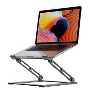 viglt laptop stand for desk, adjustable laptop stand holder portable laptop riser with multi-angle height adjustable computer stand for macbook air/pro and more notebooks 10-17.3″-grey