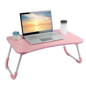 laptop desk, laptop bed table, breakfast tray, portable foldable laptop desk, laptop table for bed and sofa student bed desk small foldable table lap desk for laptop (pink)