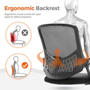 Drafting Chair, Standing Desk Chair, Tall Office Chair, Counter Height Office Chairs, Ergonomic Computer Task Chair, Adjustable Mesh Office Chair with Flip-up Armrests and Foot-Ring, Black